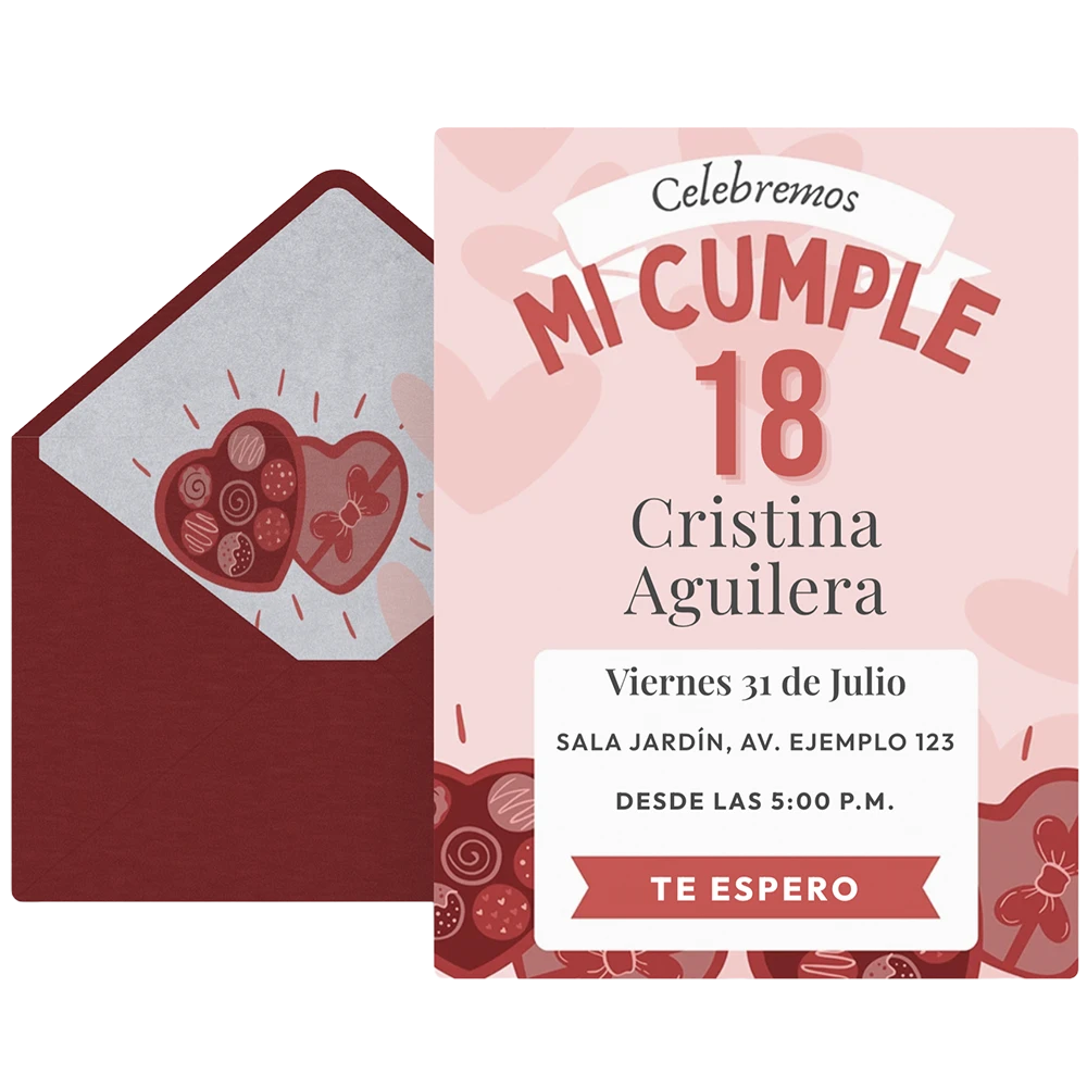 Ejemplo de invitación digital Collage rosa en Invitio